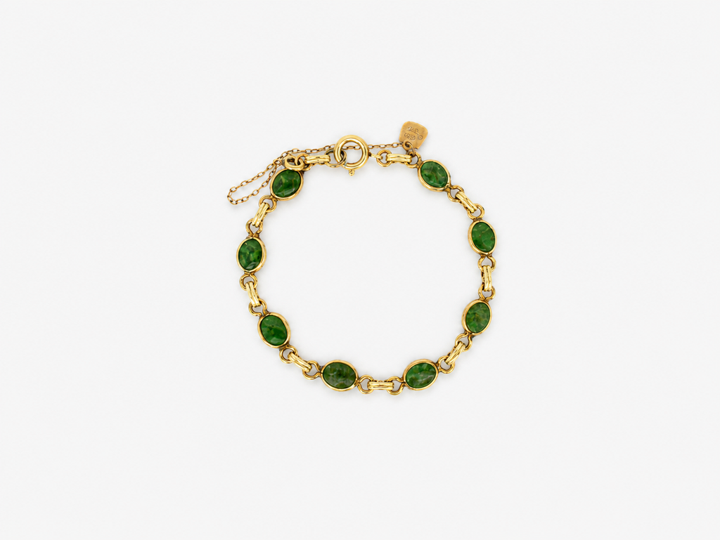 Vintage Gold-Filled Jade Bracelet
