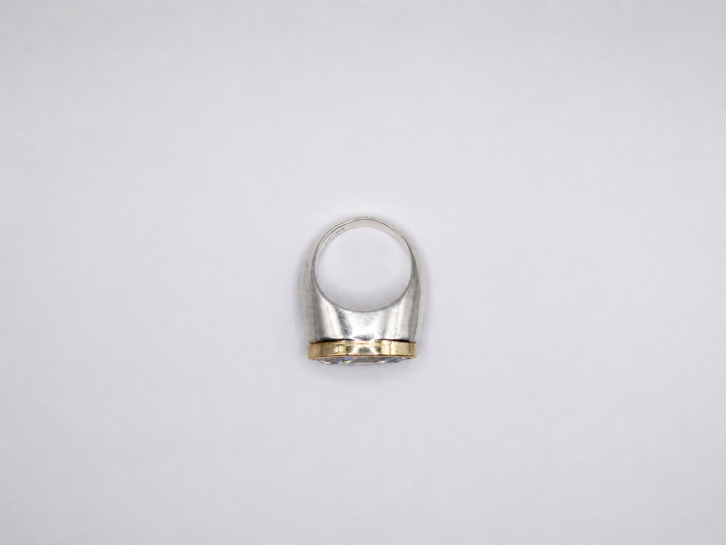 Vintage Two-Tone Marquise Silver & 14kt Gold Ring
