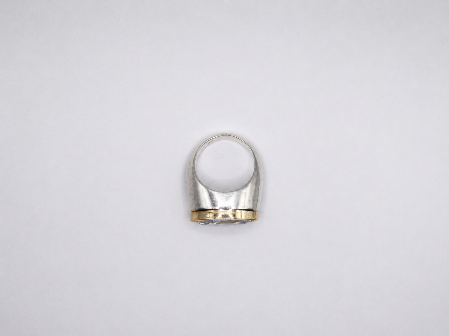 Vintage Two-Tone Marquise Silver & 14kt Gold Ring