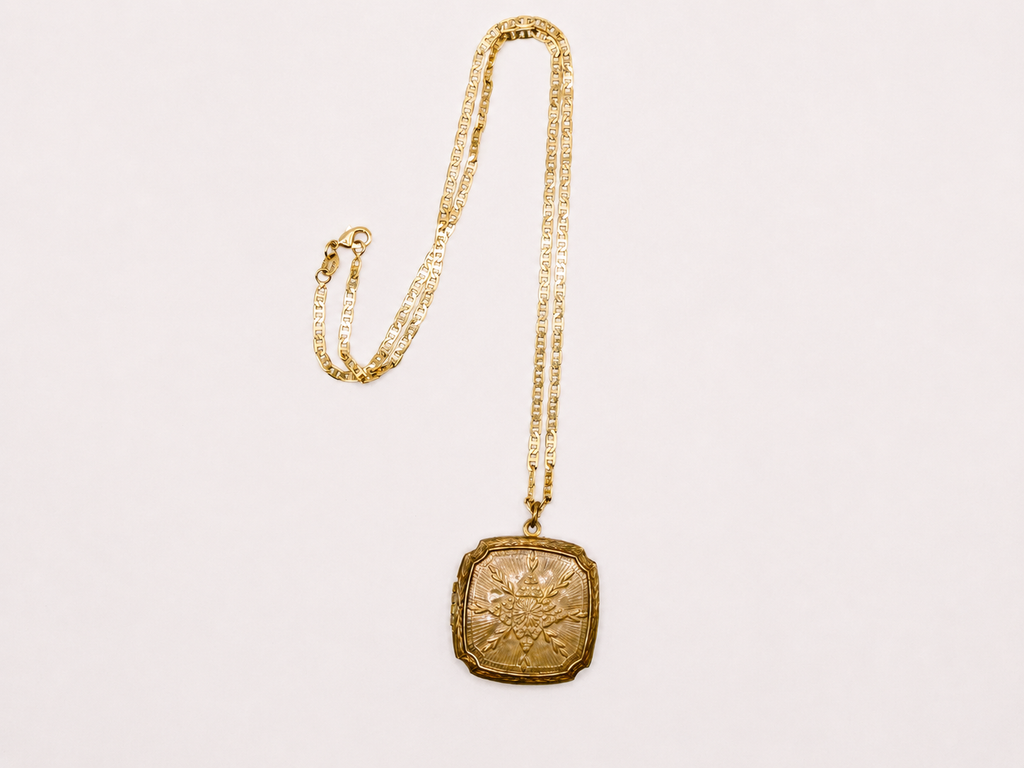 Vintage Gold-Filled Square Locket Necklace