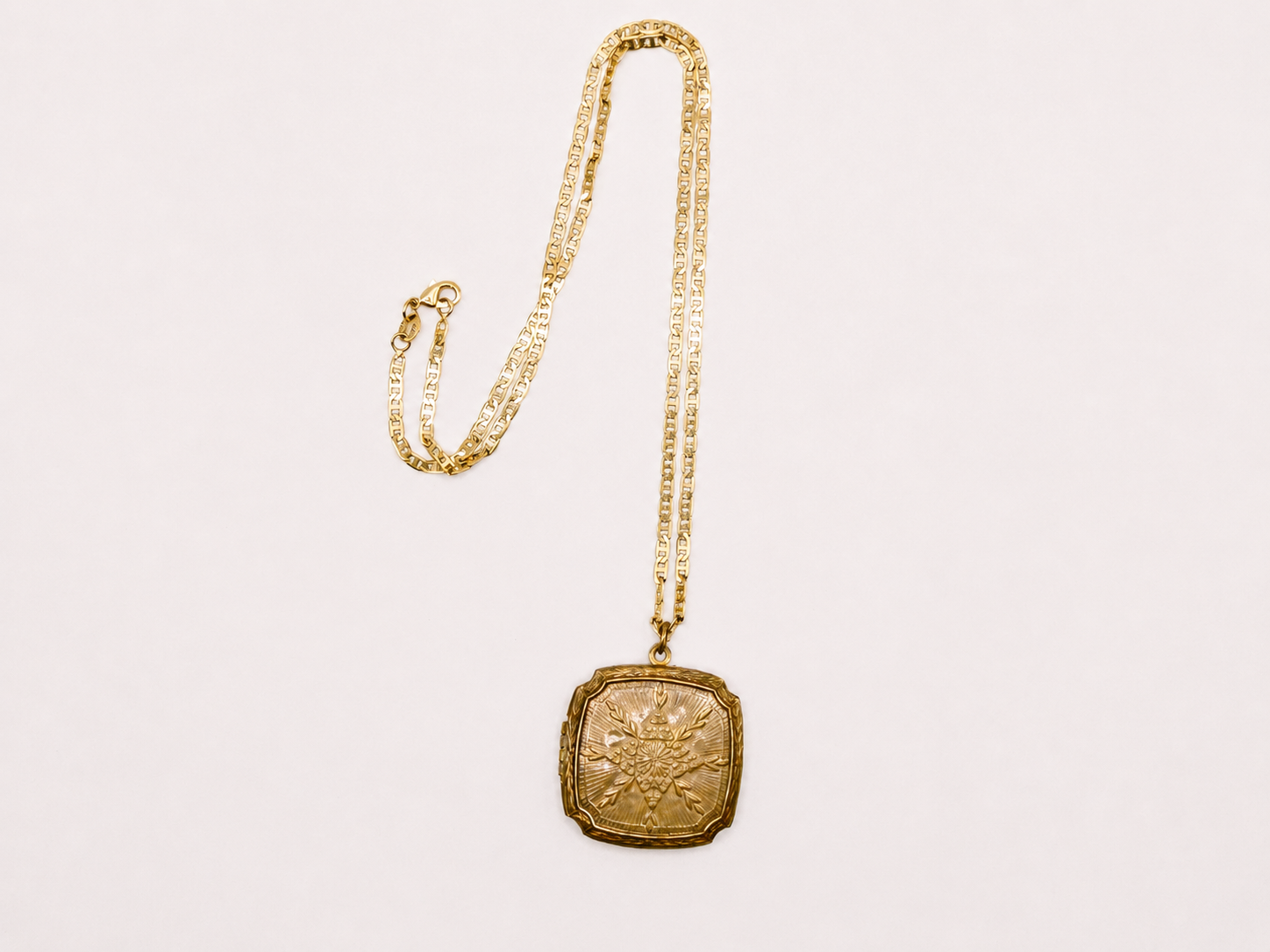 Vintage Gold-Filled Square Locket Necklace