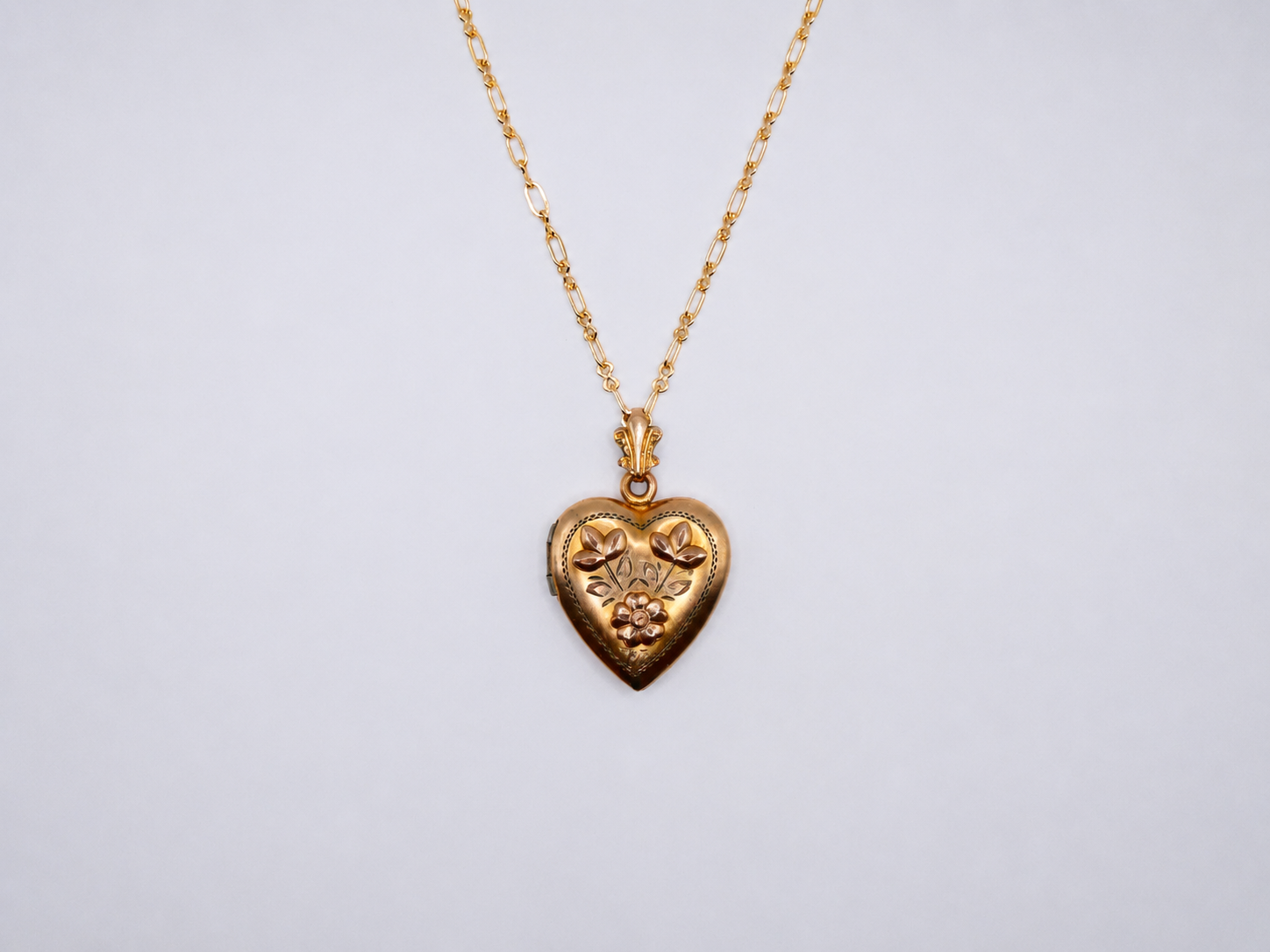 Vintage 12 Gold Filled Flower Heart Locket