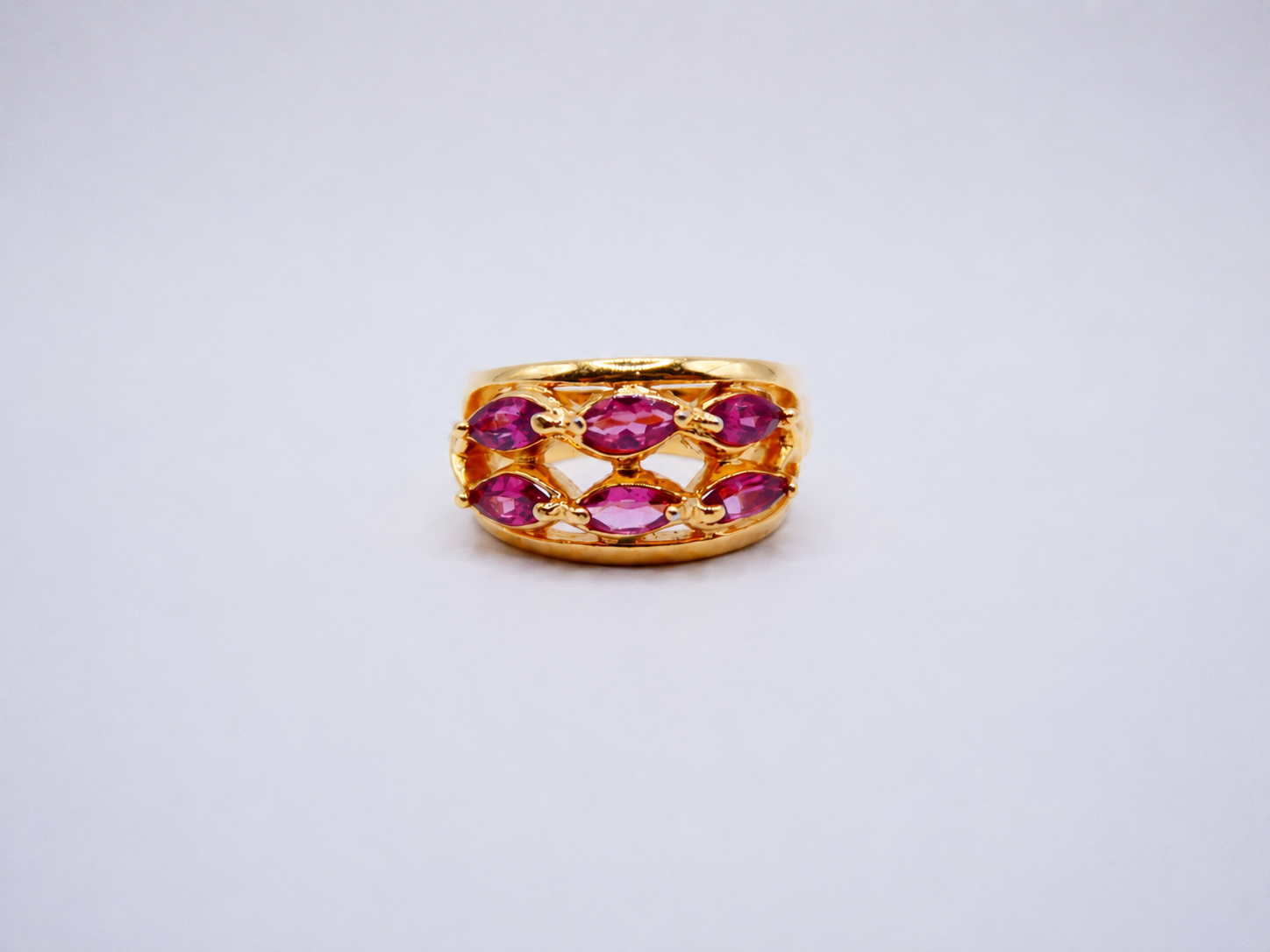 Vintage Gold Over Silver Rhodalite Garnet Ring