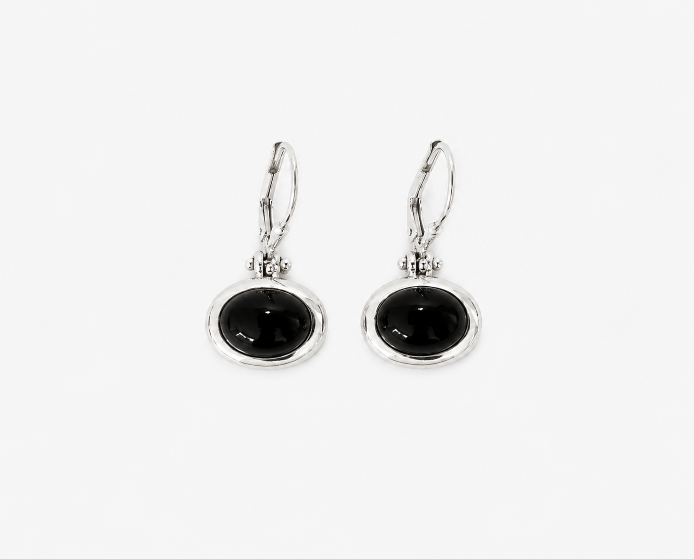 Vintage Silver Onyx Earrings