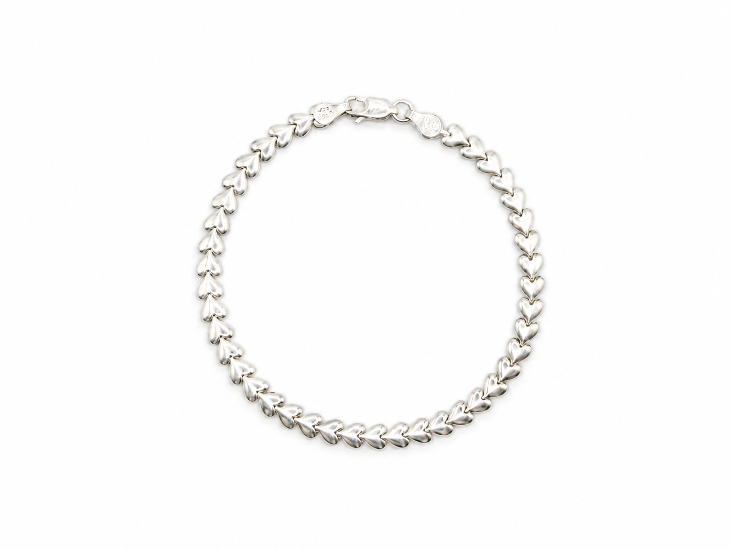 Vintage Silver Dainty Heart Bracelet