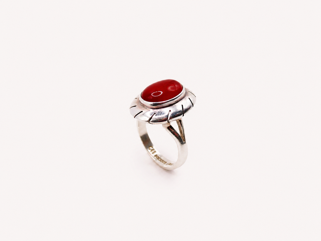 Vintage Silver Carnelian Modernist Ring