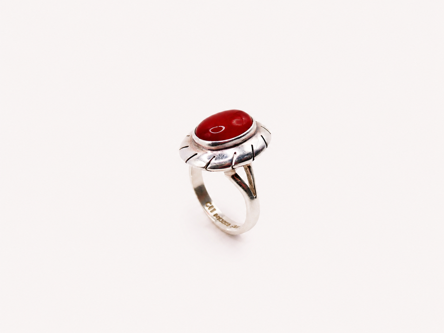 Vintage Silver Carnelian Modernist Ring