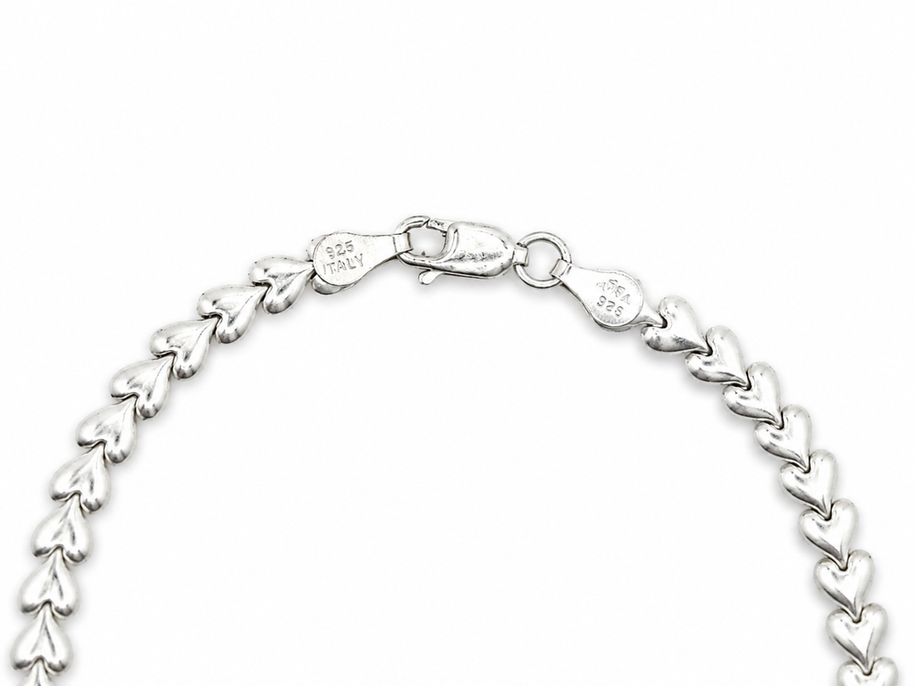 Vintage Silver Dainty Heart Bracelet