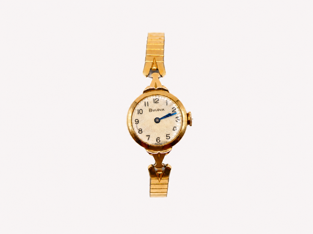 Vintage Bulova Round 10k Gold Stainless Steel Watch