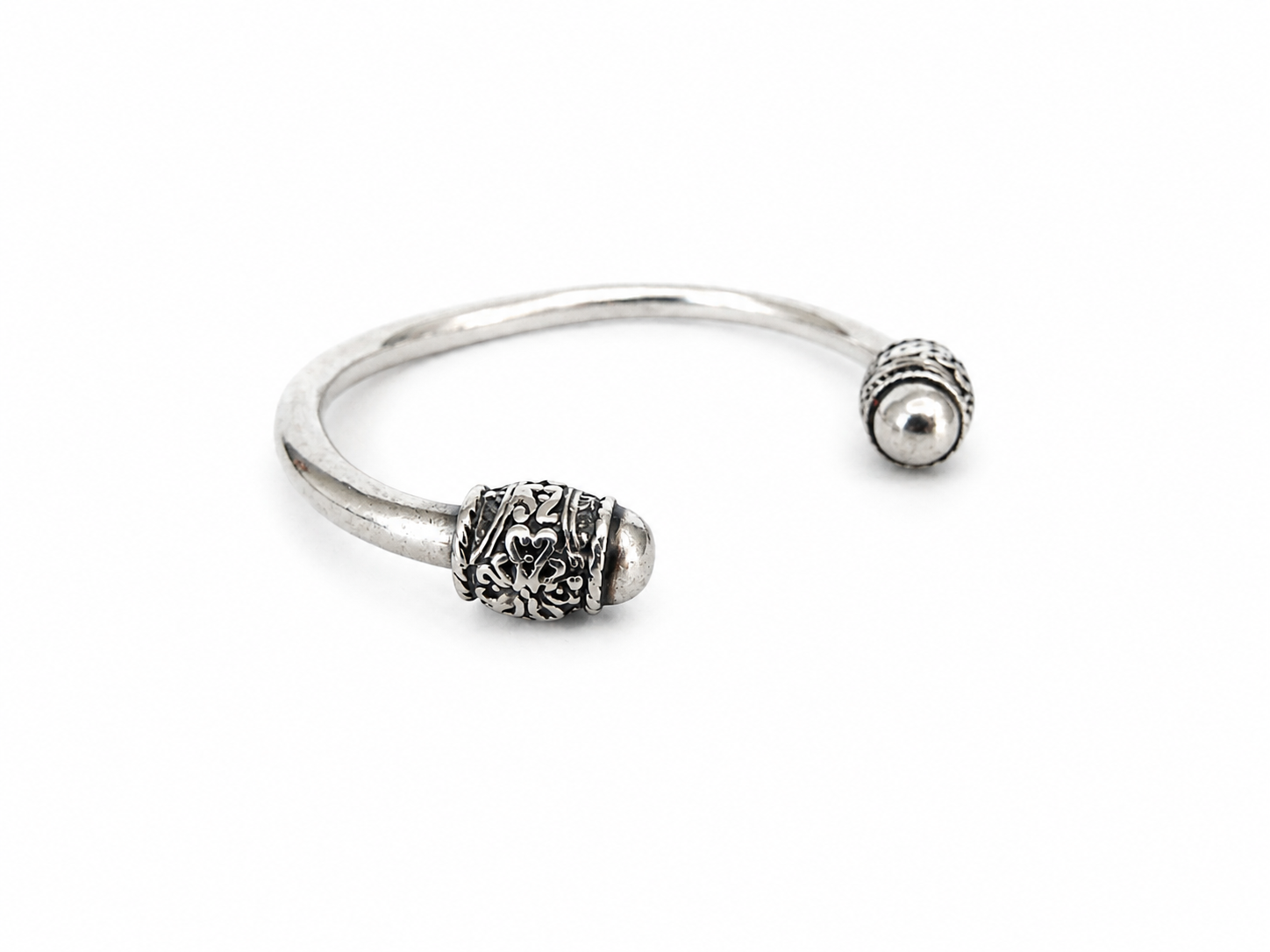 Vintage Silver Open Cuff Ornate Detail Bracelet