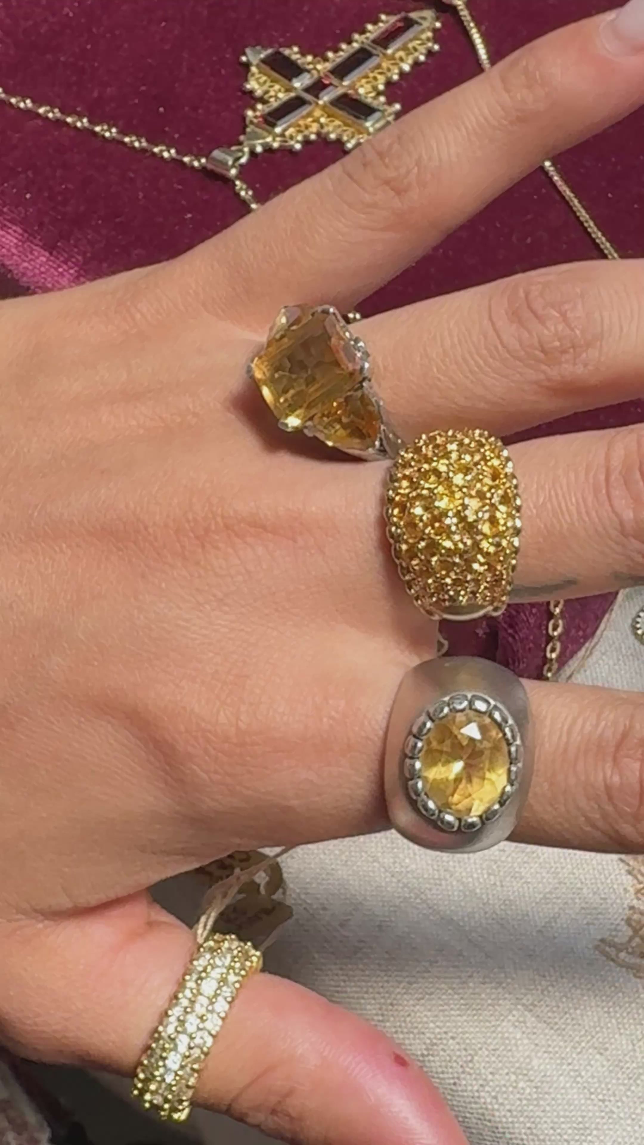 Vintage Lab Citrine Cocktail Ring